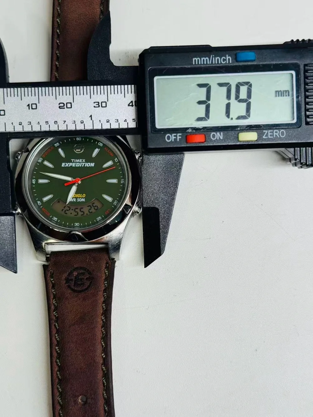 Vintage Timex Expedition Men’s Watch Green Dial Digital INDIGLO New Battery Runs